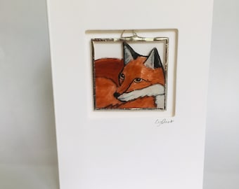 Stained Glass Fox Card