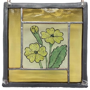 Panel de vitral de primavera pintado a mano