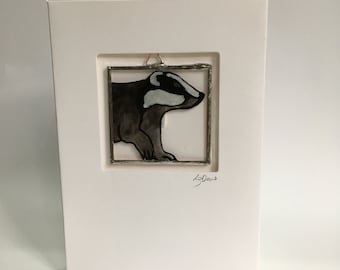 Stained Glass Badger Card
