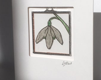 Stained Glass Snowdrop Card