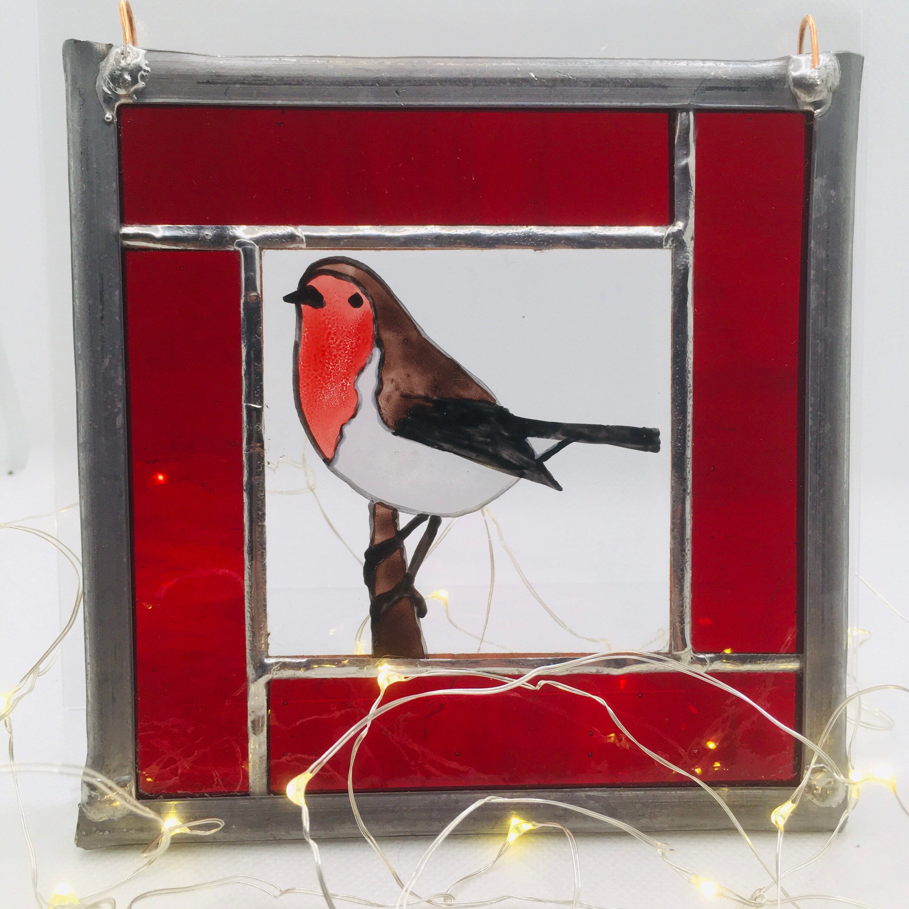 Stained Glass Robin Panel Etsy