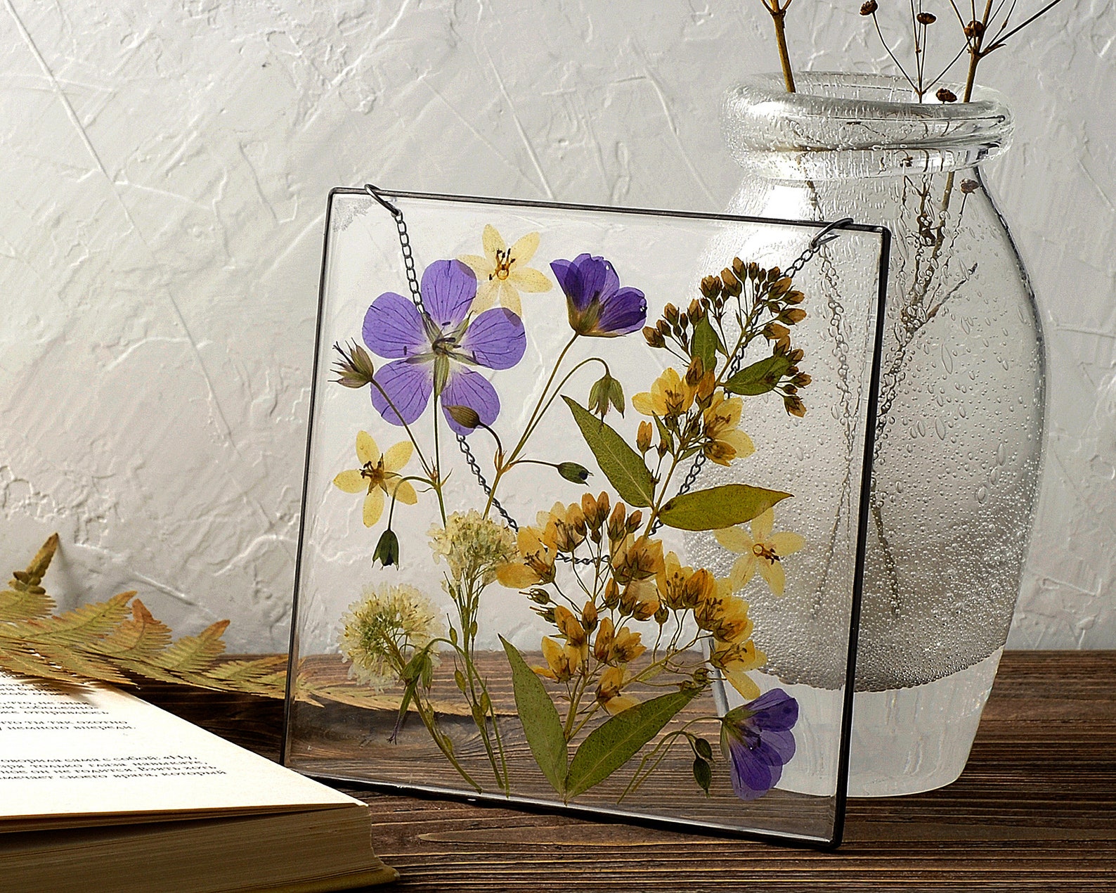 Frame pressed flowers in resin Pressed flower art Floating Etsy