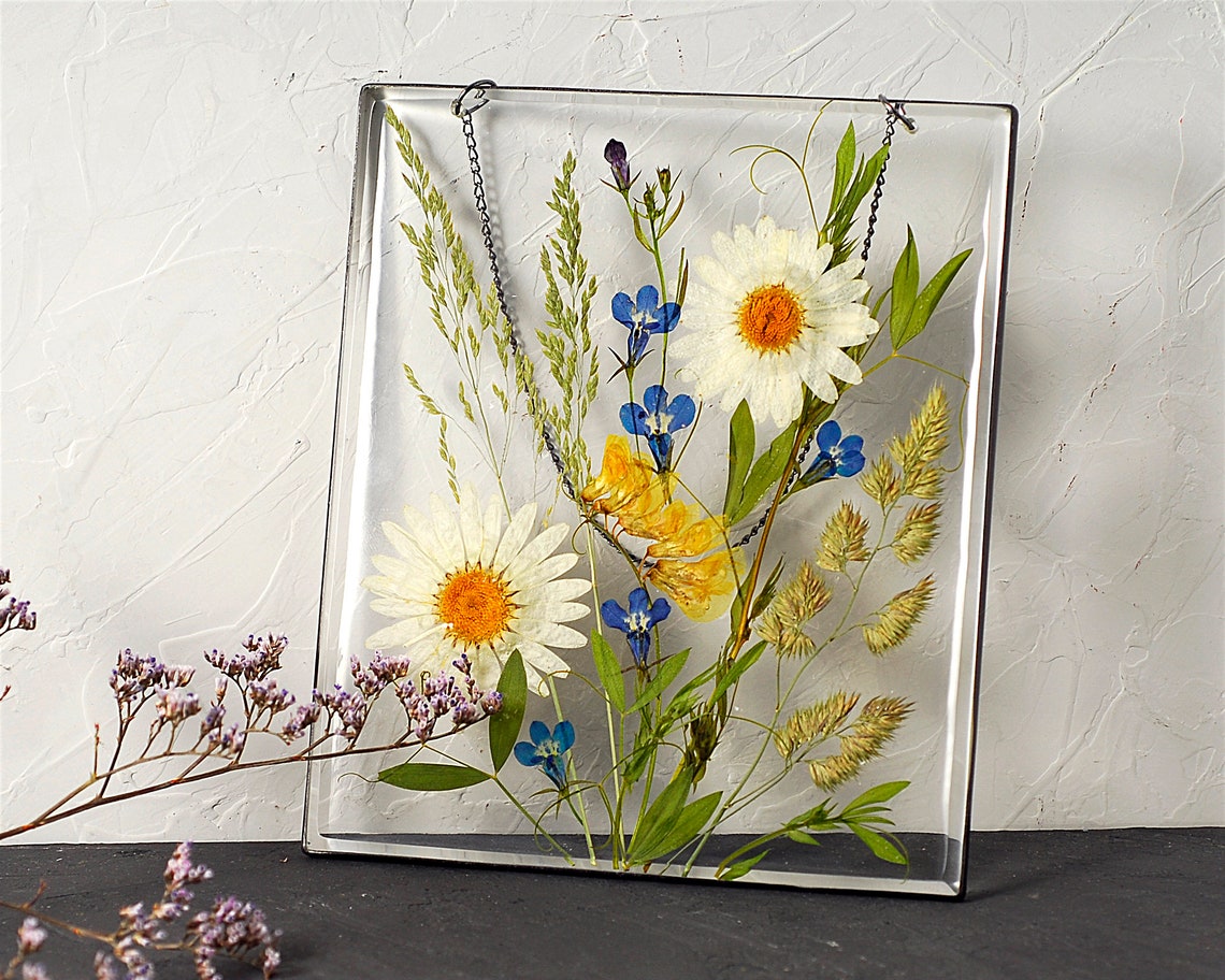 Pressed wildflowers in a frame preserved flowers in resin Etsy