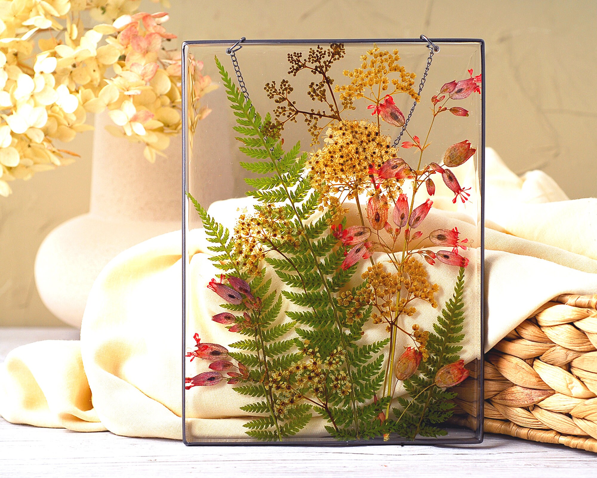 Hanging frame with dried flowers Resin art decor Romantic Etsy