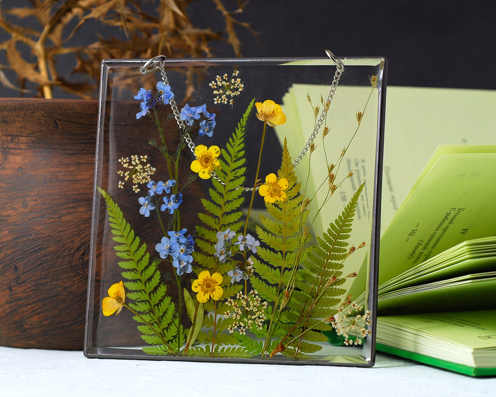 Frame pressed flowers in resin Pressed flower art Floating Etsy