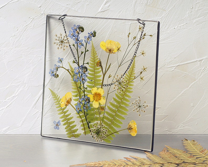 Frame pressed flowers in resin Pressed flower art Floating Etsy