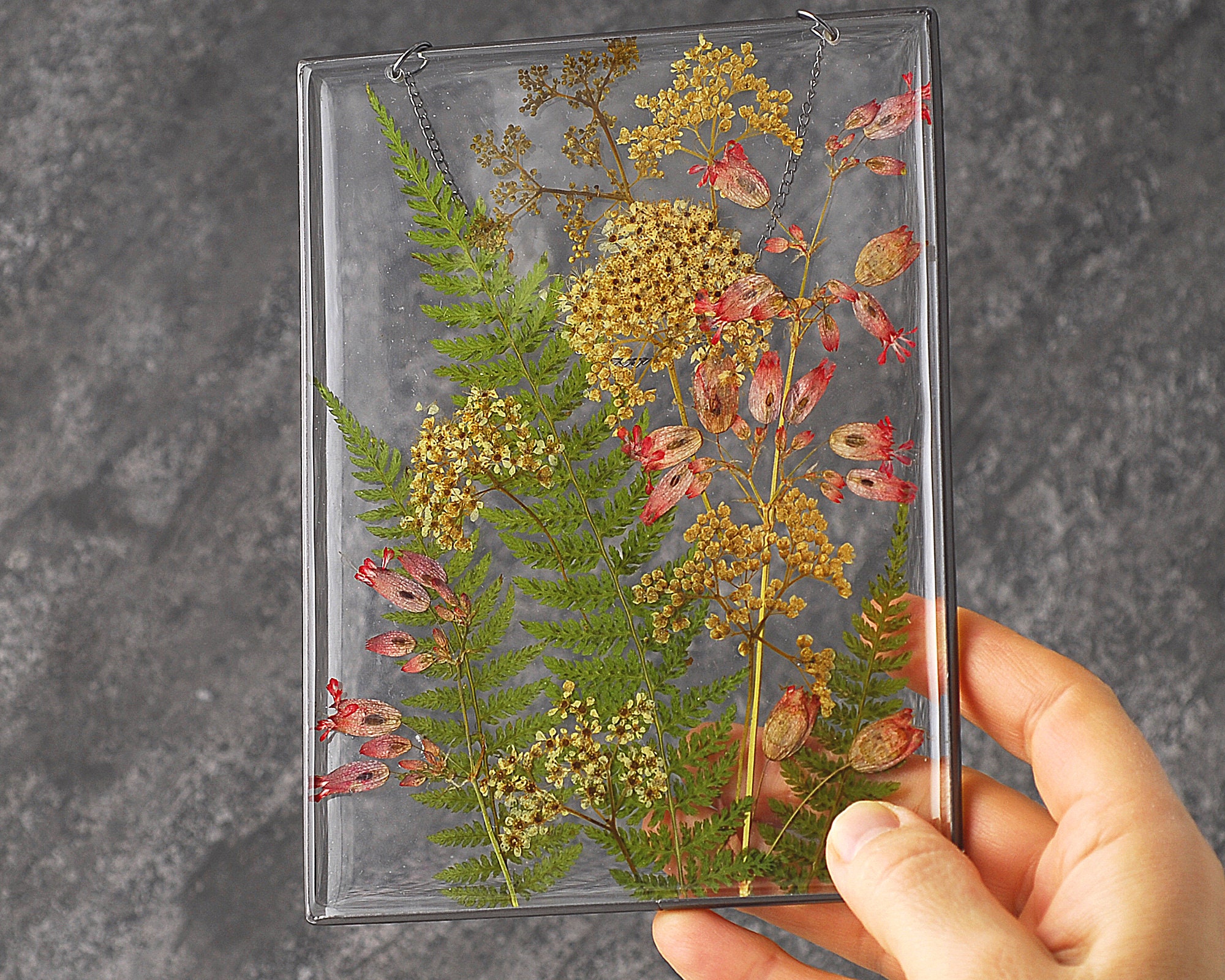 Hanging frame with dried flowers Resin art decor Romantic Etsy