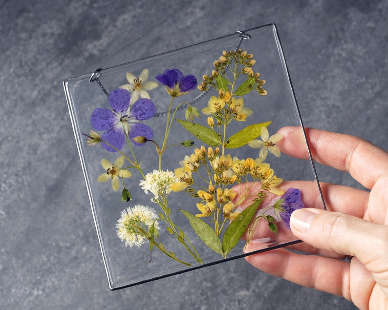 Frame pressed flowers in resin Pressed flower art Floating Etsy