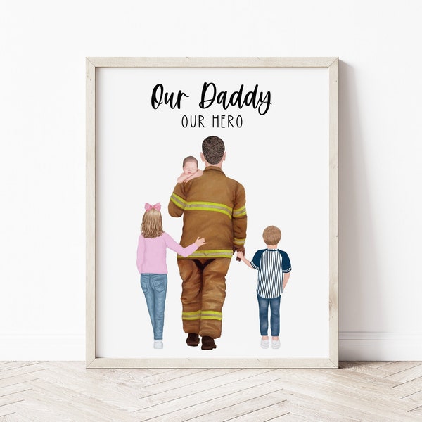 firefighter gift for him, gifts for firefighter dad, our daddy firefighter, firefighter gift from kids, firefighter retirement gift