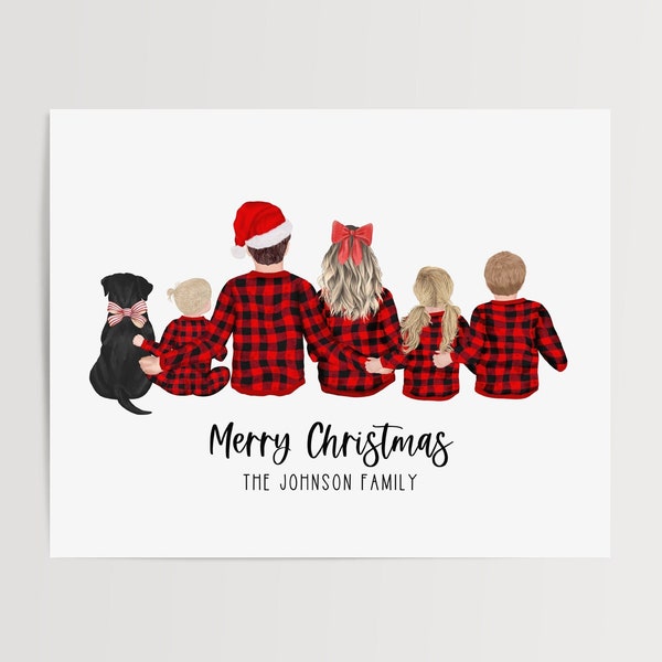 Christmas card digital, personalized Christmas gifts, Christmas family portrait, personalized family portrait gifts, custom Christmas card
