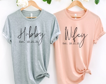 Hubby and Wifey Shirts| Custom Wedding Shirts |Honeymoon Tees| Just Married Shirts| Couples Matching Shirts| Husband Tee| Wife Tee