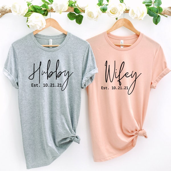 Hubby and Wifey Shirts| Custom Wedding Shirts |Honeymoon Tees| Just Married Shirts| Couples Matching Shirts| Husband Tee| Wife Tee