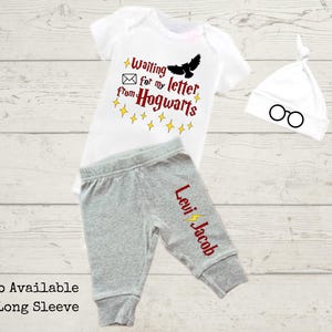 Personalized Waiting for My Letter from Hogwart's Outfit with Name| Hogwart's Bodysuit| Custom Wizard Baby Outfit| Unisex| Baby Shower Gift