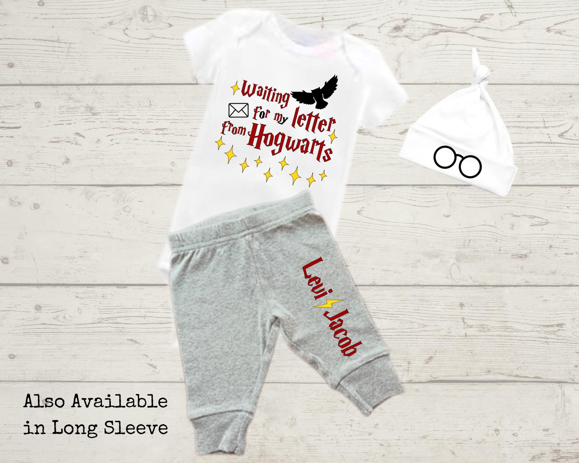 Personalized Waiting for My Letter from Hogwart's Outfit with Name| Hogwart's Bodysuit| Custom Wizard Baby Outfit| Unisex| Baby Shower Gift