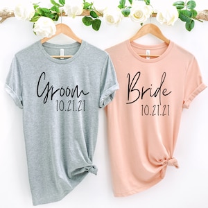 Bride and Groom Shirts|Custom Bride Groom Shirt Set|Honeymoon Shirts|Just Married Shirts|Mr. & Mrs. Shirts|Newly Married Tees|Couples Shirts