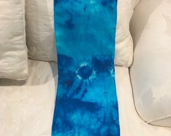 Caribean Blue Silk scarf tie dye  8x54 inch