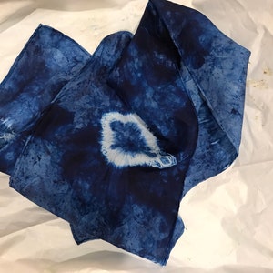 Indigo blue color Silk scarf tiedye 8x54 inch