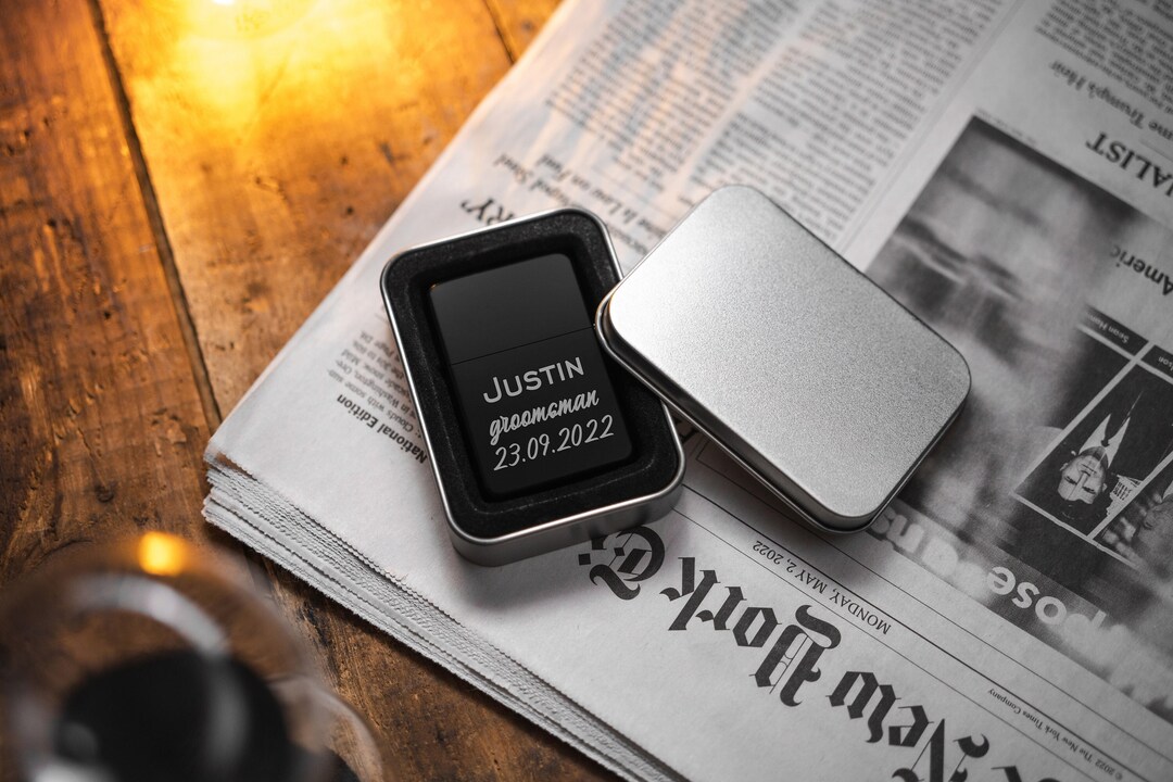 Custom Engraved Lighter Personalized Gift for Him Black Etsy