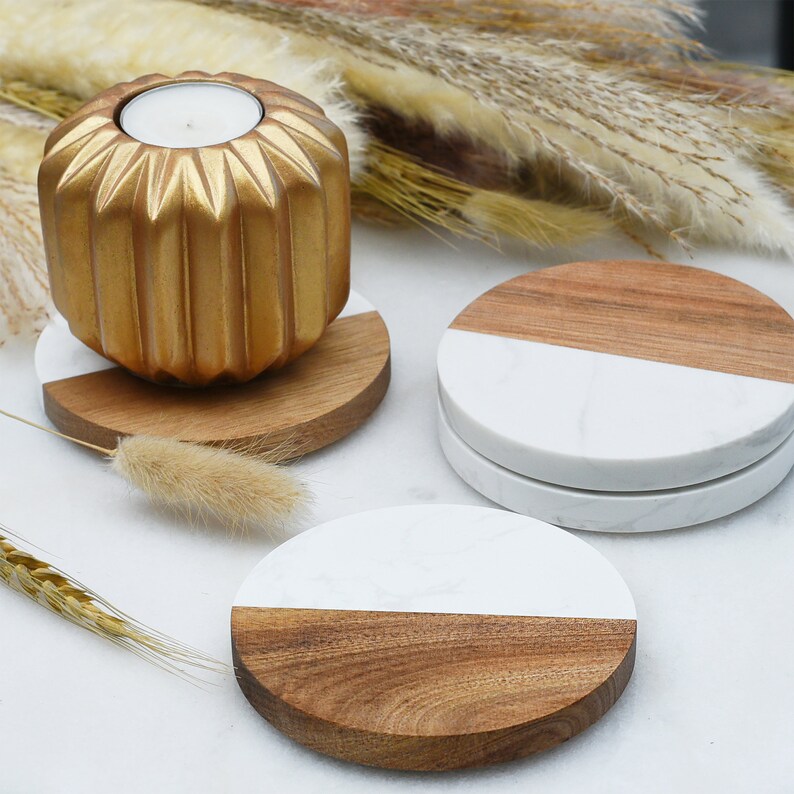 Personalized Coasters Wood and Marble Coasters Custom Etsy