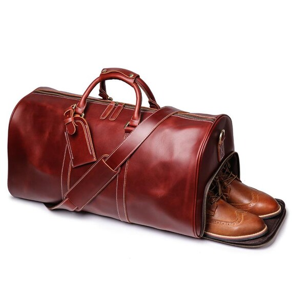 genuine leather overnight bag