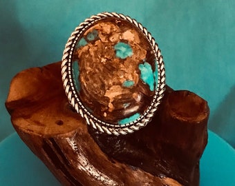 Scarf slide-natural bronzite with synthetic Turquoise  Bandana Slide-Wild Rag-Western Gift-Ladies gift