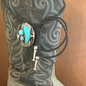 Bolo tie -gifts for him or her -cowboy necktie - men&#39;s necklace -faux turquoise