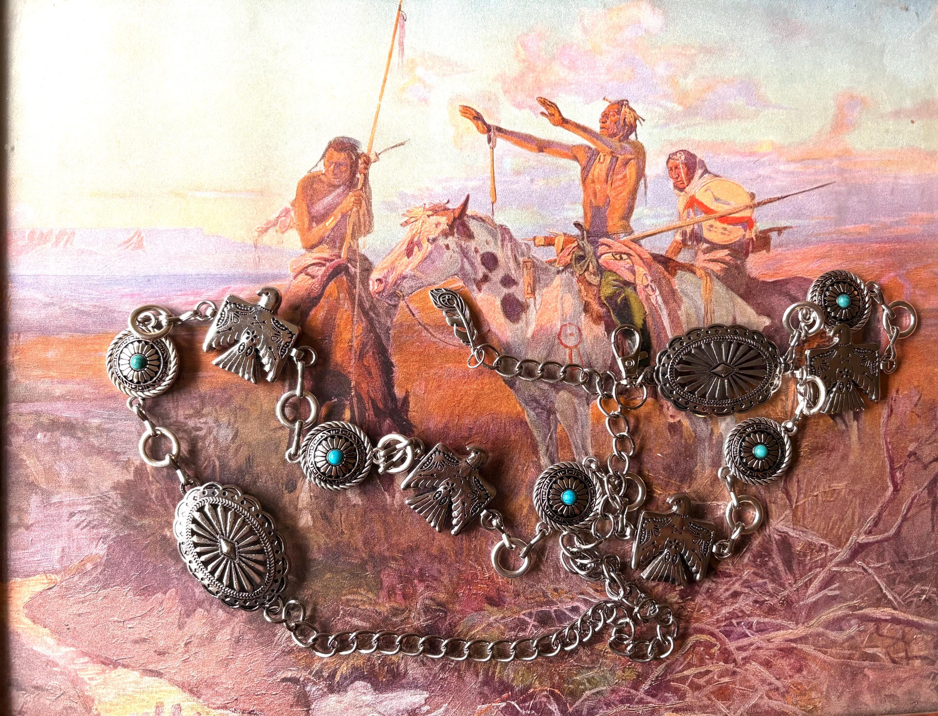 Thunderbird Concho Chain Belt | Vintage Cowgirl Style - Etsy display picture 2