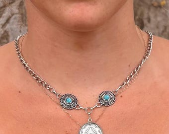 Western silver choker - Aztec  charm necklace | jewelry rodeo |  | Cowgirl punchy |