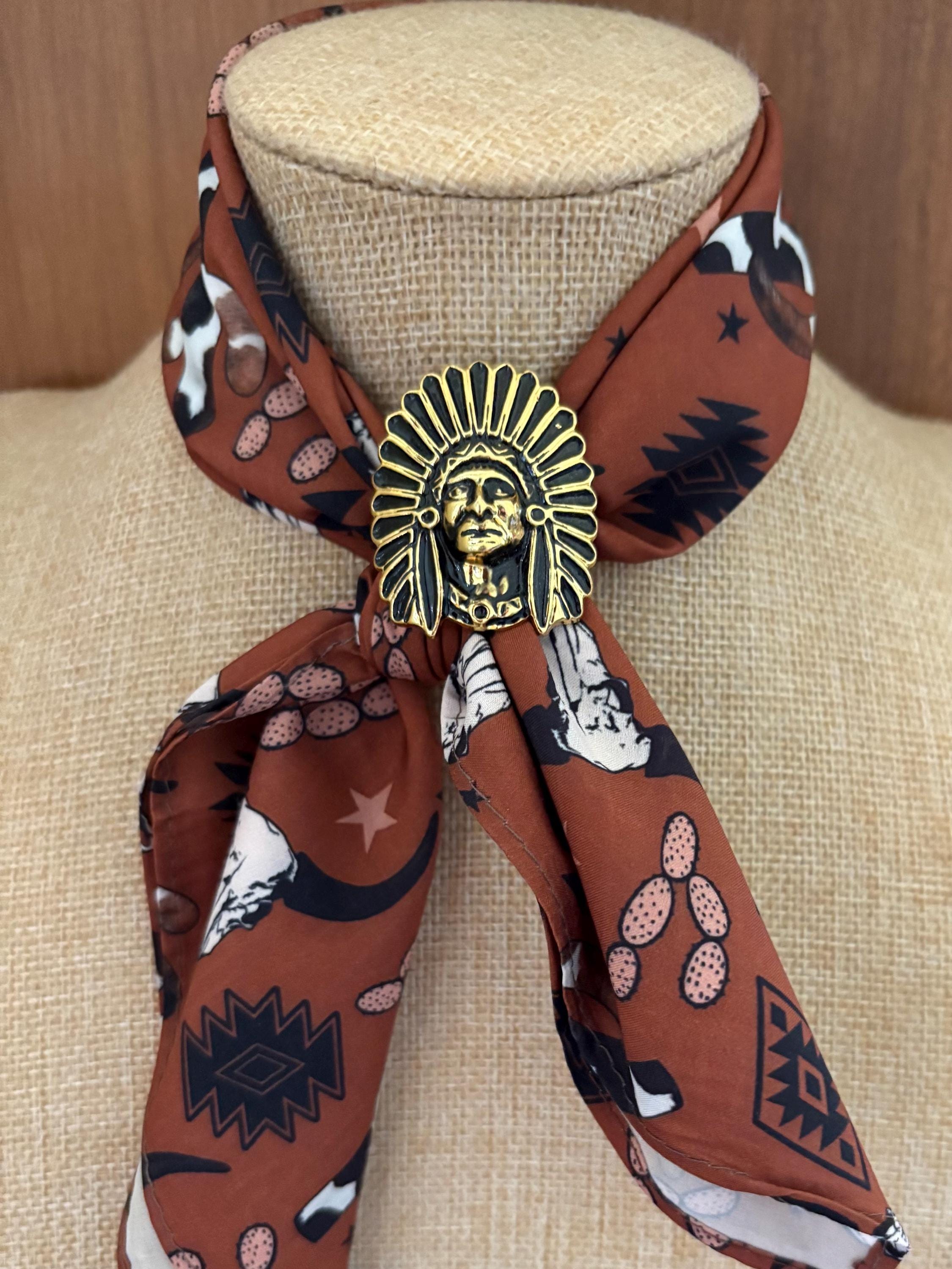 （希少品）Bohlin 製Scarf Sliide（ Indian Head ） Scarf Slide | Navajo | Thunderbird Tribal Symbols | Gifts for Him
