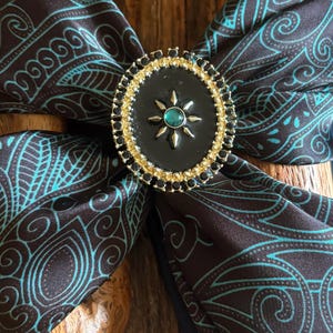 Wild Rag Scarf Slide -Bandana slide - Black and gold floral rhinestones