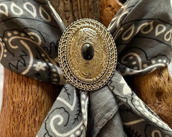 Floral Silver Scarf Slide: Tibetan Silver, Beaded Wild Rag