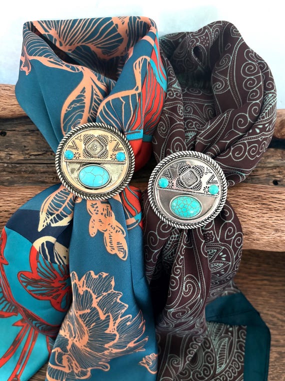 アクセサリー Edward H Bohlin Scarf Slide Indian Head Turquoise Stone Scarf Slide: Southwestern Bandana Slide - Etsy