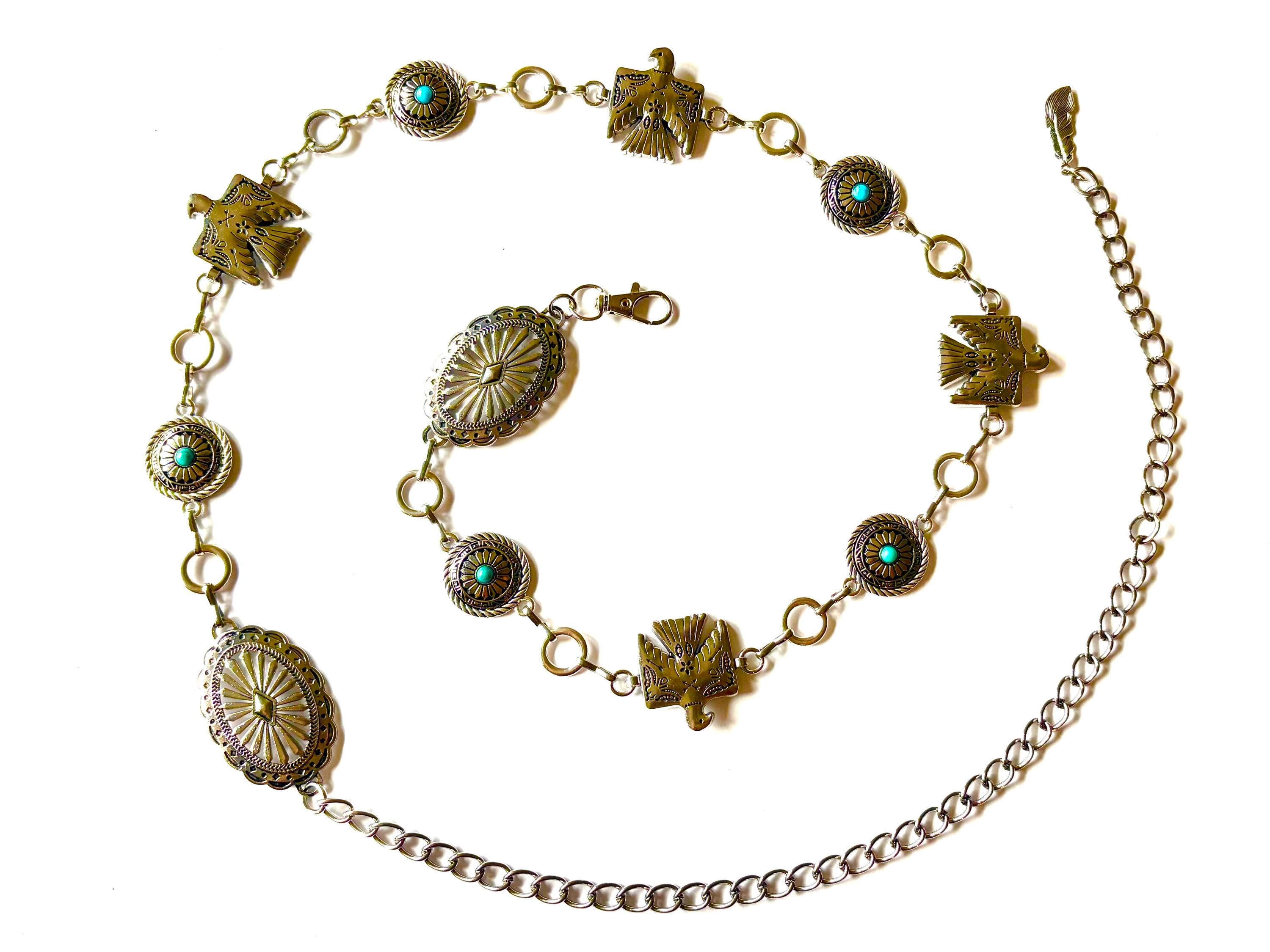 Thunderbird Concho Chain Belt | Vintage Cowgirl Style - Etsy display picture 1