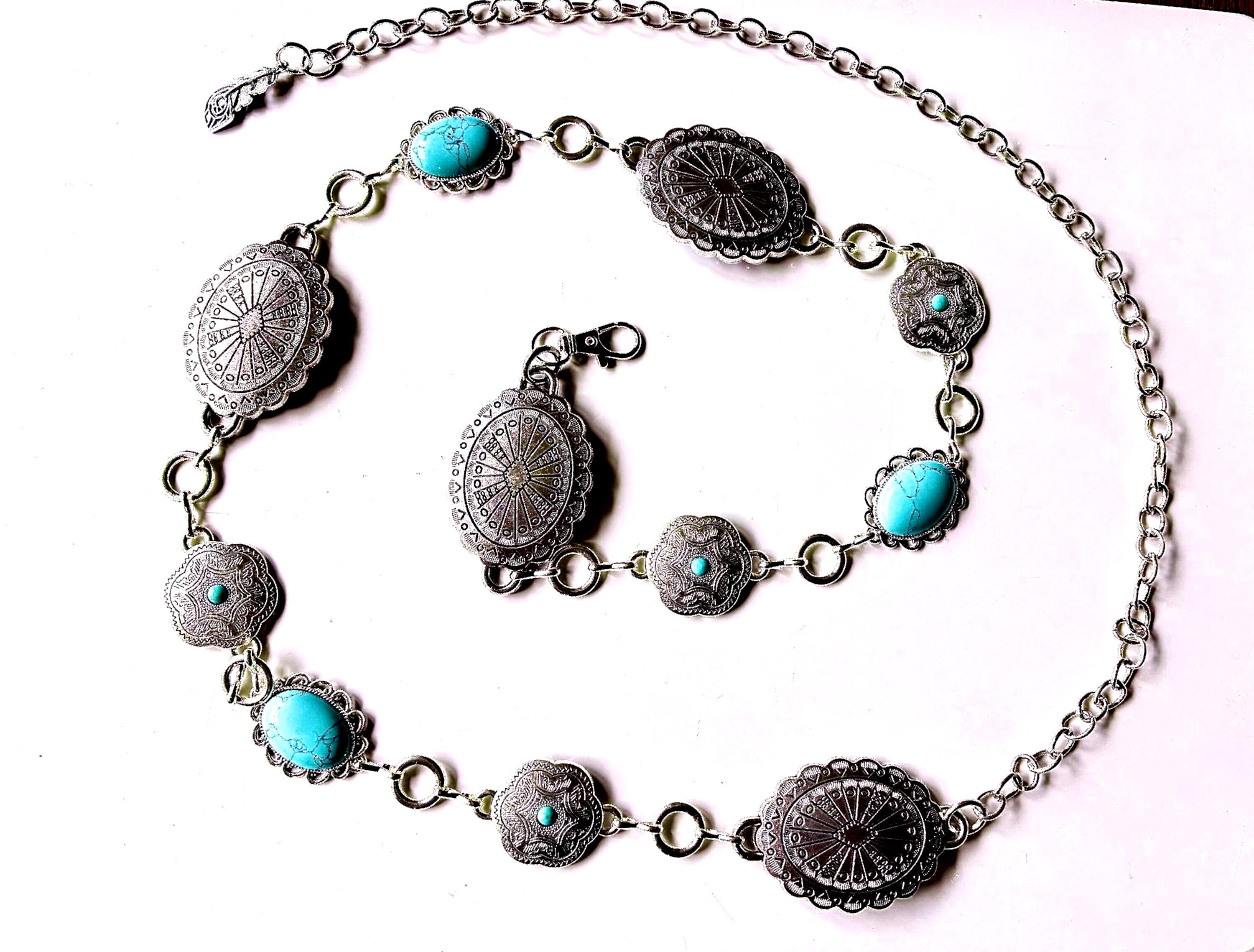 Boho Silver Concho Chain Belt: Western Rodeo Accessory - Etsy display picture 3