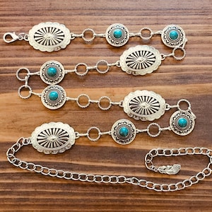 Western Silver Concho belt| Metal Belt | Silver chain belt for women | Western Chain Belt Great NFR accessory!