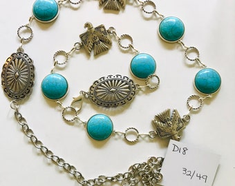 Navajo Thunderbird Concho Belt | Silver Tone Western Chain  display picture 1