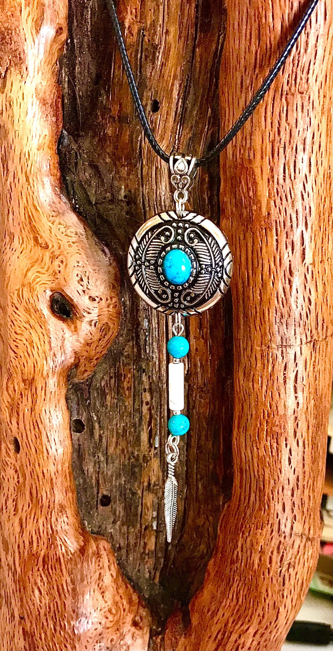 Southwestern Concho Choker: Aztec Feather, Turquoise Bead - Etsy