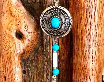 Southwestern Concho Choker: Aztec Feather, Turquoise Bead
