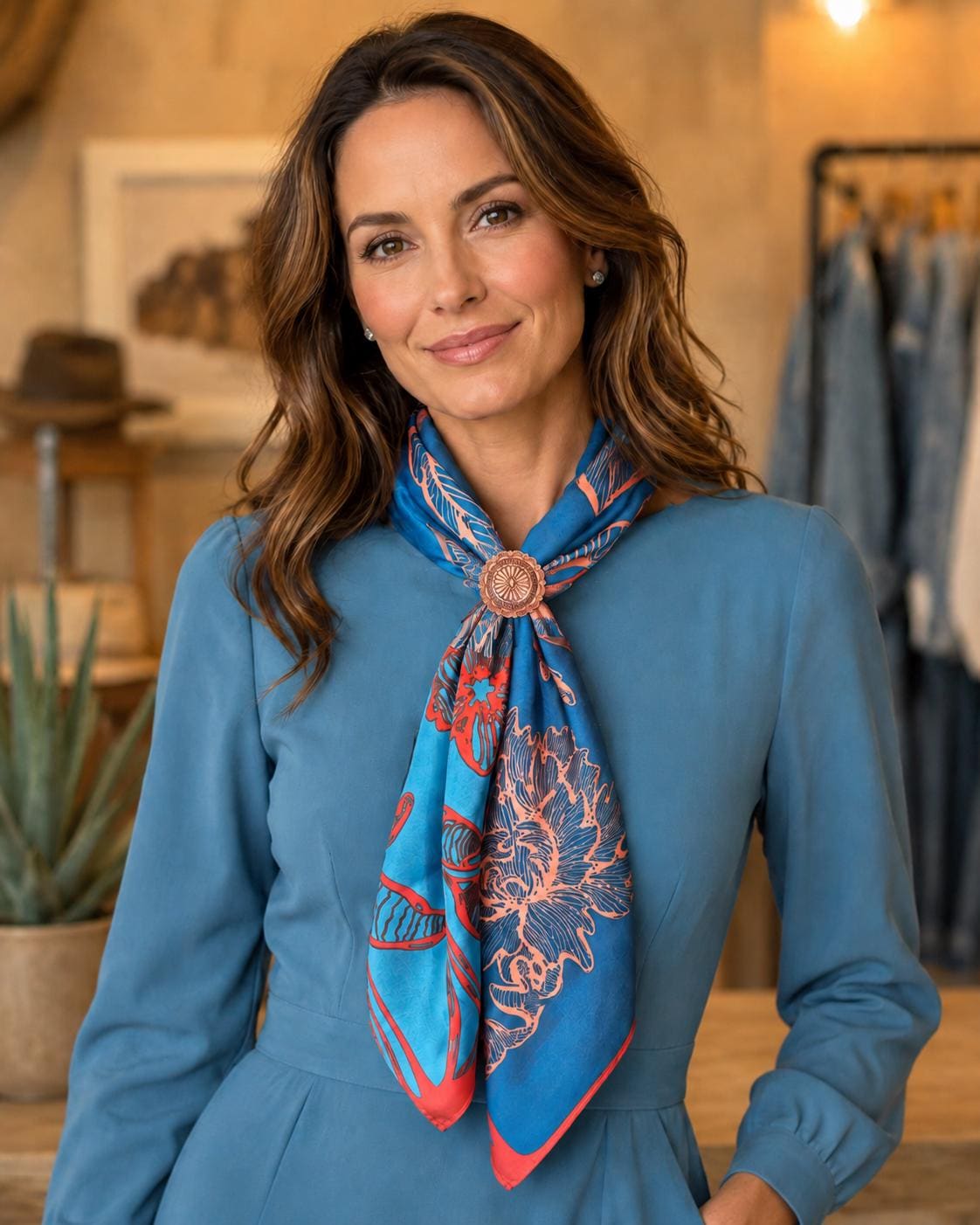 Southwestern Scarf Slide -bandana Slide-cowgirl Gift-bronze and