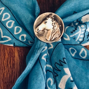 Western Bandana slide | Mustang horse | Scarf Slide | Horse Head Flowing Mane