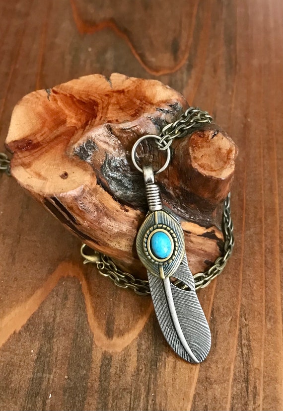 Collier pendentif plume d'aigle tribal homme femme France