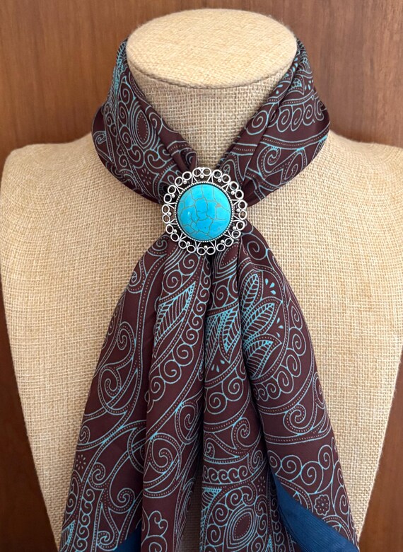 Scarf slide-Turquoise colored stones- Bandana Slide-Wild Rag-Western Gift-Ladies gift