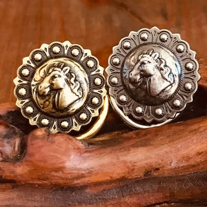 Western scarf slide - horse head -silver and gold