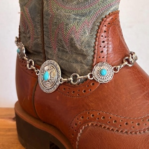 Western boot bracelet  | Boho turquoise   | Aztec charms |  boot chain | Cowgirl Rodeo Jewelry