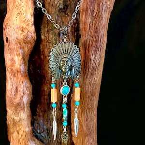 Indische Halskette |  Südwestern Anhänger | Pow wow Schmuck