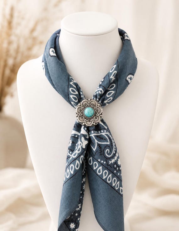 Aztec Wild Rag Scarf Slide: Cowgirl Bandana Ring With Turquoise - Etsy