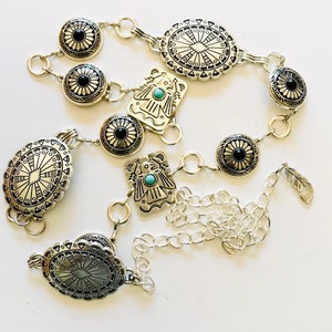 Ceinture chaîne concho | Conchos occidentaux en argent | Oiseau-tonnerre | Navajo | Ceinture métallique cow-girl | Ceinture vintage argentéeExcellent accessoire NFR !