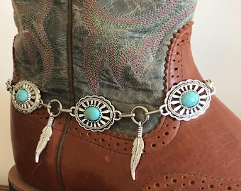 Western boot bracelet  | Faux silver |   | Silver tone boot anklet | Cowgirl cowboy | boot Motorcycle boot chain