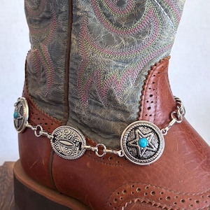 Western boot bracelet  | Boho turquoise   | Aztec charms |  boot chain | Cowgirl Rodeo Jewelry