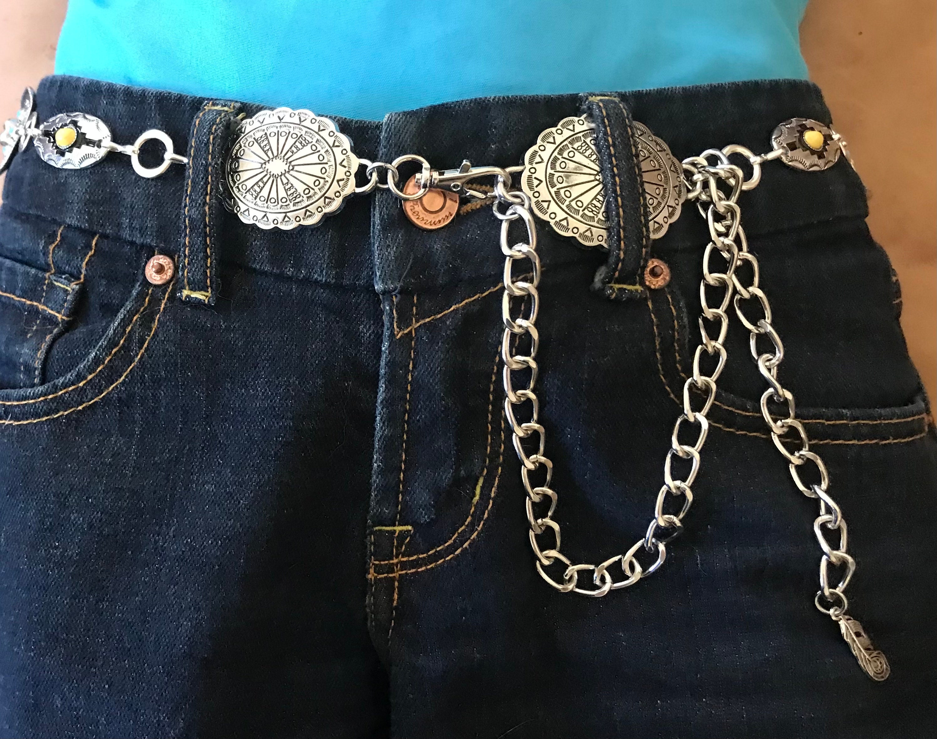 Silver Concho Belt: Aztec & Cowboy Hat Charms, Adjustable  display picture 2